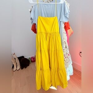 Emporio Sirenuse Bright Yellow Tiered Maxi Dress